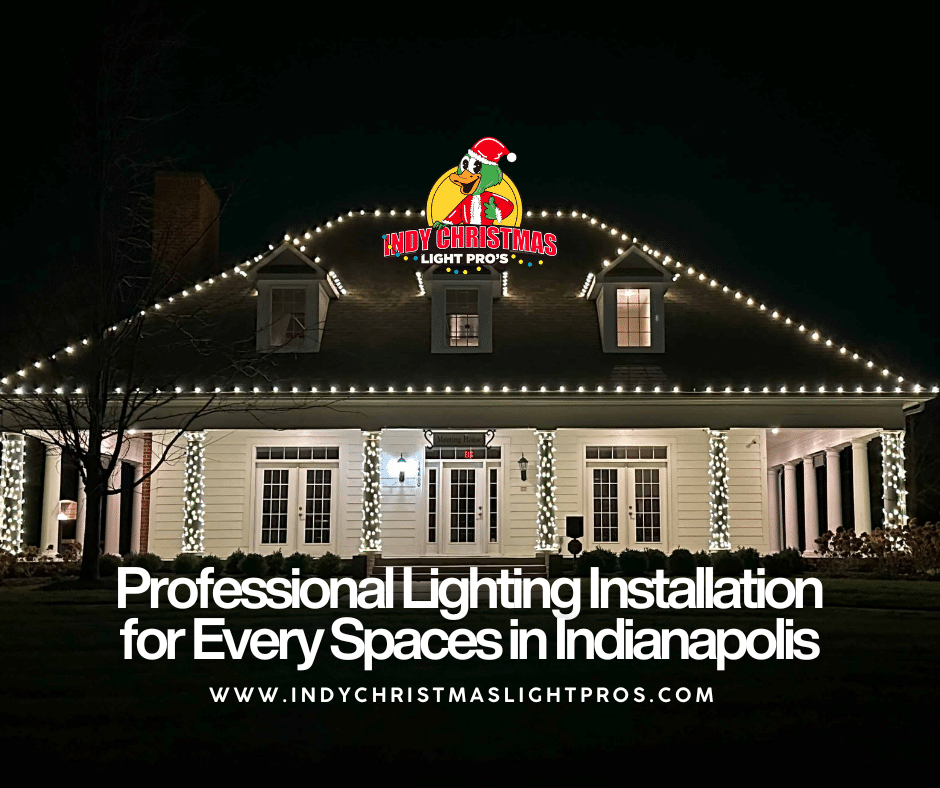 Professional lighting installation showcasing a home's illuminated exterior facade in Indianapolis by Indy Christmas Light Pros.